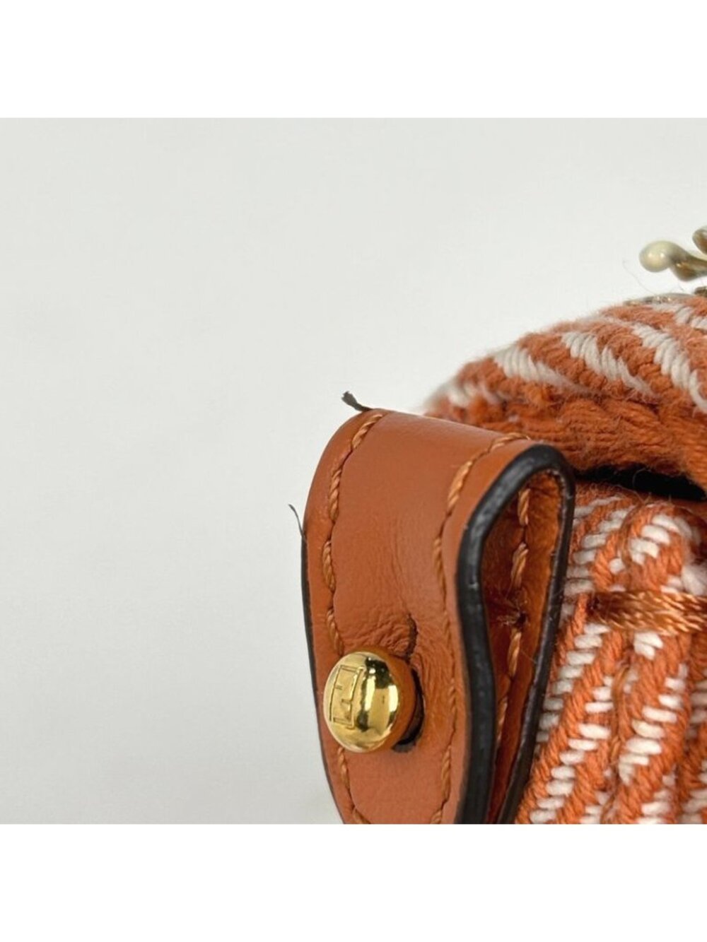Fendi Nano Baguette Charm Logo 2-Way Cross Beads Canvas Orange - Picture 4 of 9
